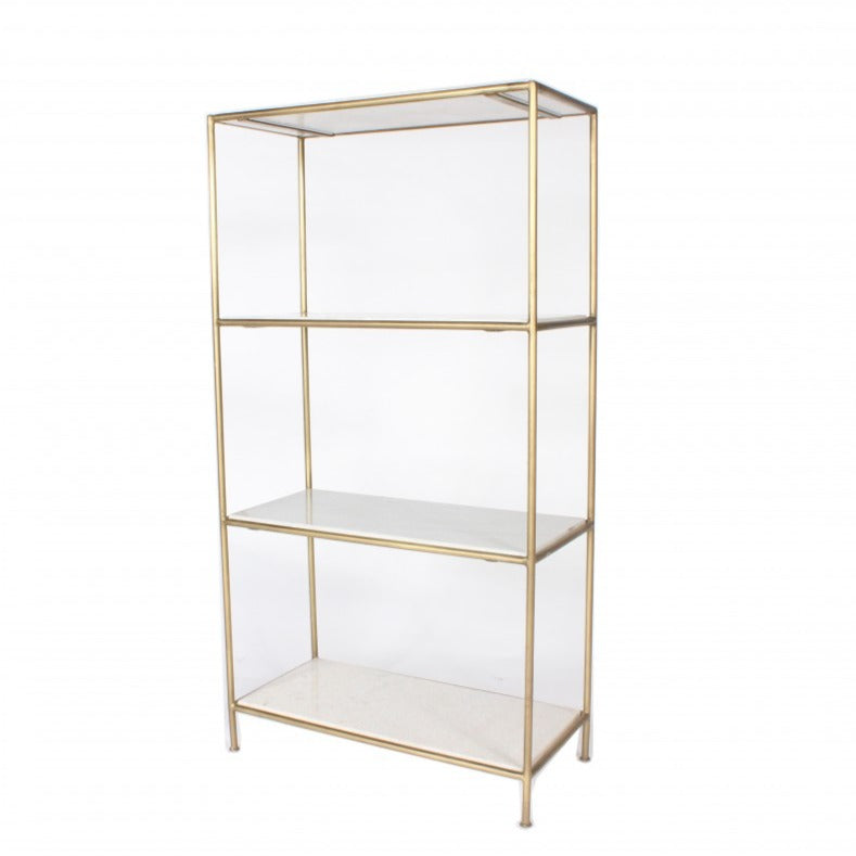 Boekenrek Marmer en Goud - 60x30x115cm - R-269